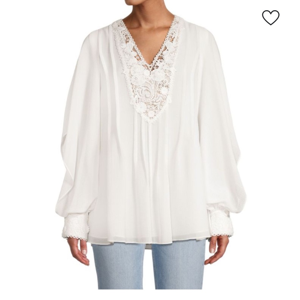 Kobi Halperin White Lace V-Neck Blouse